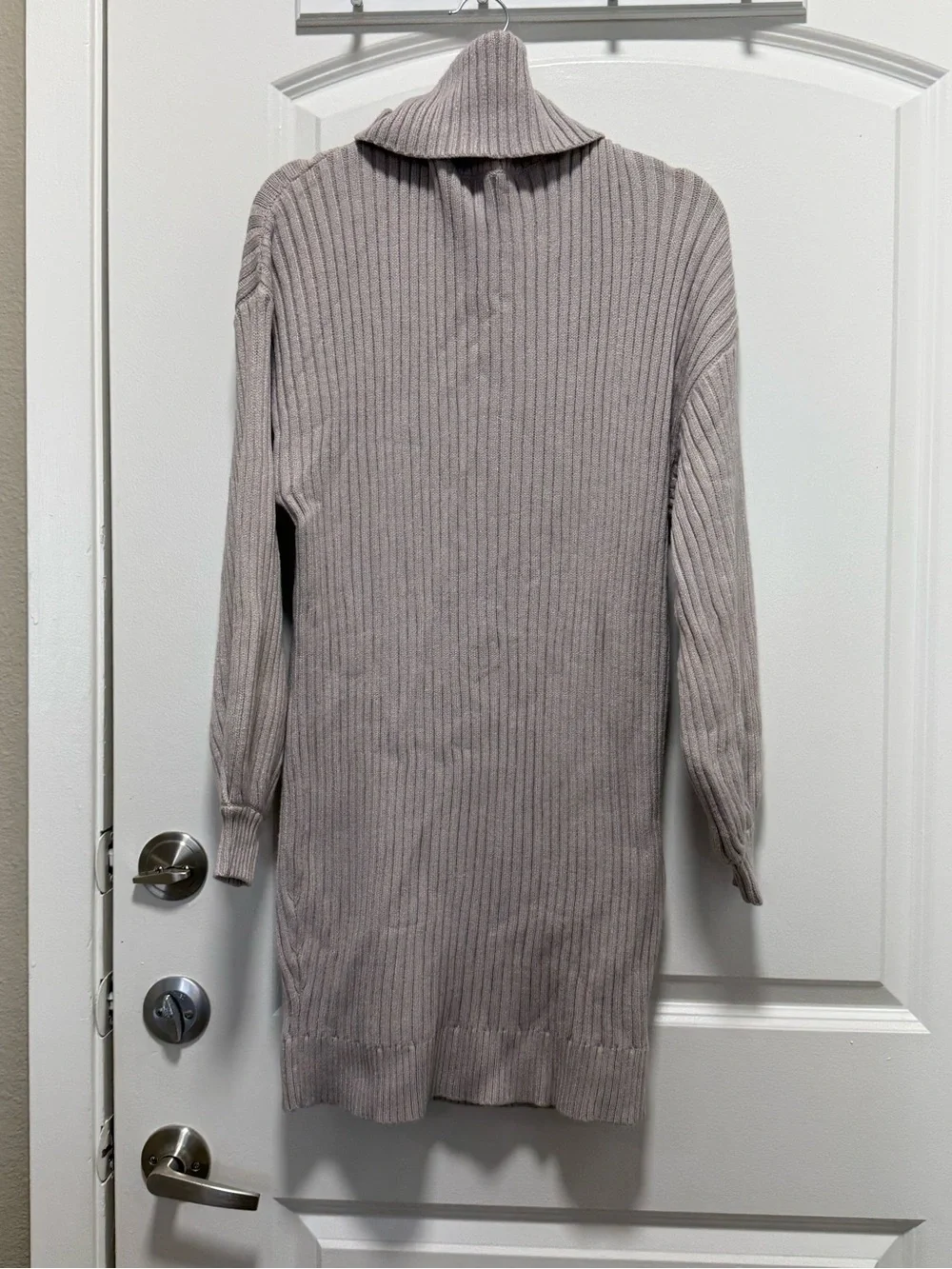 Turtleneck Ribbed Knit Sweater - Taupe